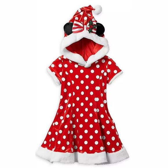 Disney Other - NEW Disney Parks Girls Hooded Red Polka Dot Minnie Mouse Holiday Dress XL / 14